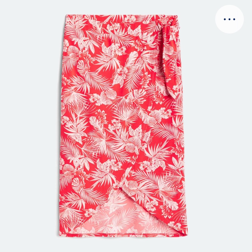 Tropical Red and White Wrap Skirt
